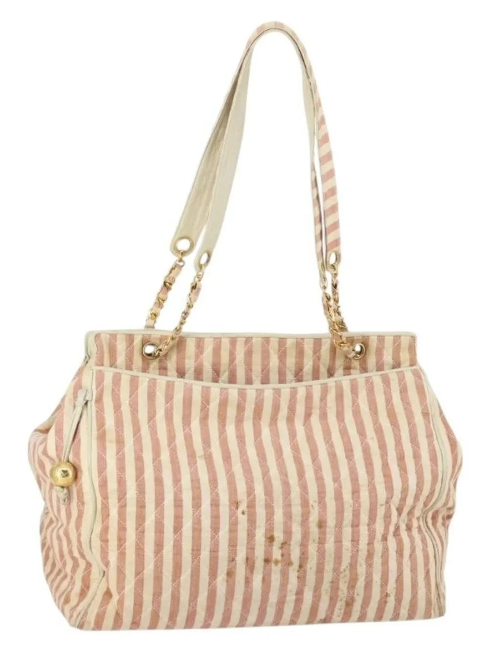 CHANEL Matelasse Tote Bag Canvas Red Gold CC Auth 142751